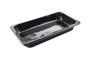 CPET top seal meal tray 2 compartments black 225x175x43mm